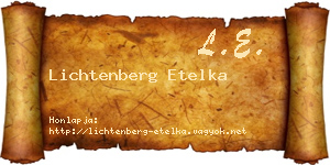 Lichtenberg Etelka névjegykártya
